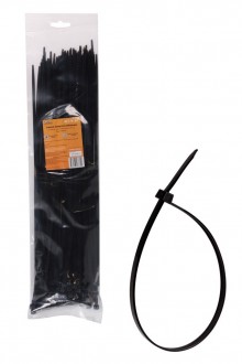 Стяжки (хомуты) кабельные 4,8*400 мм, пластиковые, черные, 100 шт.