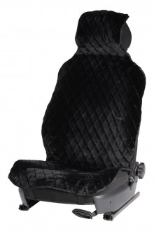 Накидка из искусственного меха, черная с коротким ворсом, на переднее сидение, 1 шт.